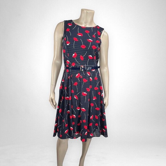 TOMMY HILFIGER‎ Printed Illusion-Stripe Dress 8 - Picture 1 of 11